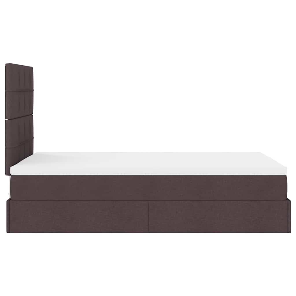 vidaXL Ottoman Κρεβάτι με Στρώμα Σκούρο Καφέ 120x200cm Ύφασμα