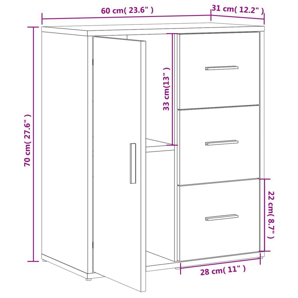 vidaXL Βοηθητικό Ντουλάπι Καπνιστή Δρυς 60x31x70εκ. Επεξεργασμένο Ξύλο