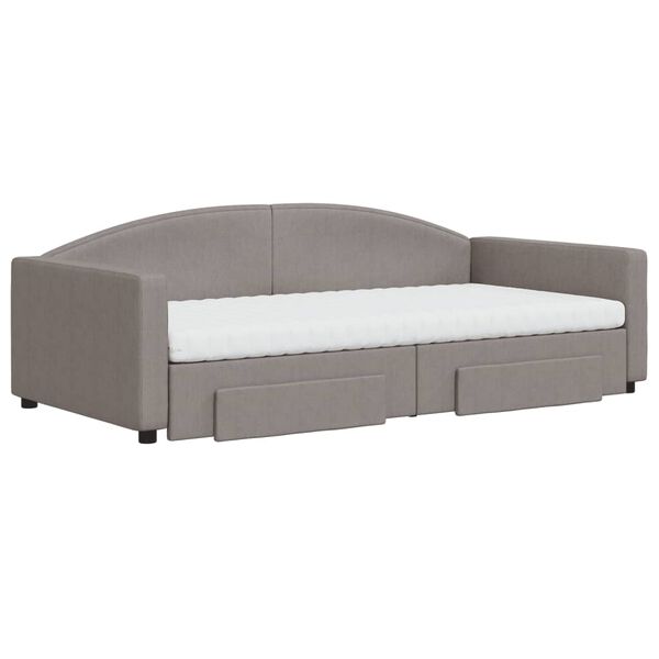 vidaXL Καναπές Κρεβάτι Συρόμενος Taupe 100x200εκ. Υφασμάτινος Συρτάρια