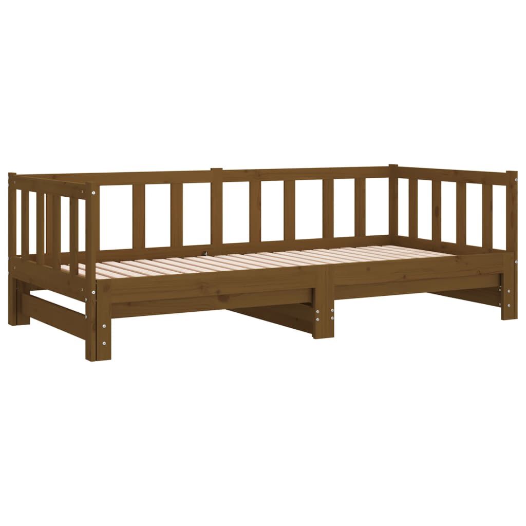 vidaXL Καναπές Κρεβάτι Συρόμενος Μελί 2x(90x190) εκ. Μασίφ Ξύλο Πεύκου