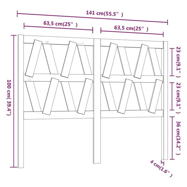 vidaXL Κεφαλάρι Κρεβατιού Λευκό 141 x 4 x 100 εκ. Μασίφ Ξύλο Πεύκου