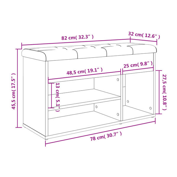 vidaXL Παπουτσοθήκη Καπνιστή Δρυς 82x32x45,5εκ. από Επεξεργασμένο Ξύλο