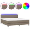 vidaXL &Kappa;&rho;&epsilon;&beta;ά&tau;&iota; Boxspring &mu;&epsilon; &Sigma;&tau;&rho;ώ&mu;&alpha; & LED Taupe 160x200 &epsilon;&kappa;. &Upsilon;&phi;&alpha;&sigma;&mu;ά&tau;&iota;&nu;&omicron;