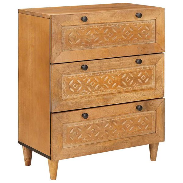 vidaXL Πλαϊνό γραφείο 3 pcs Καφέ 60 x 33 x 75 cm Μασίφ ξύλο μάνγκο