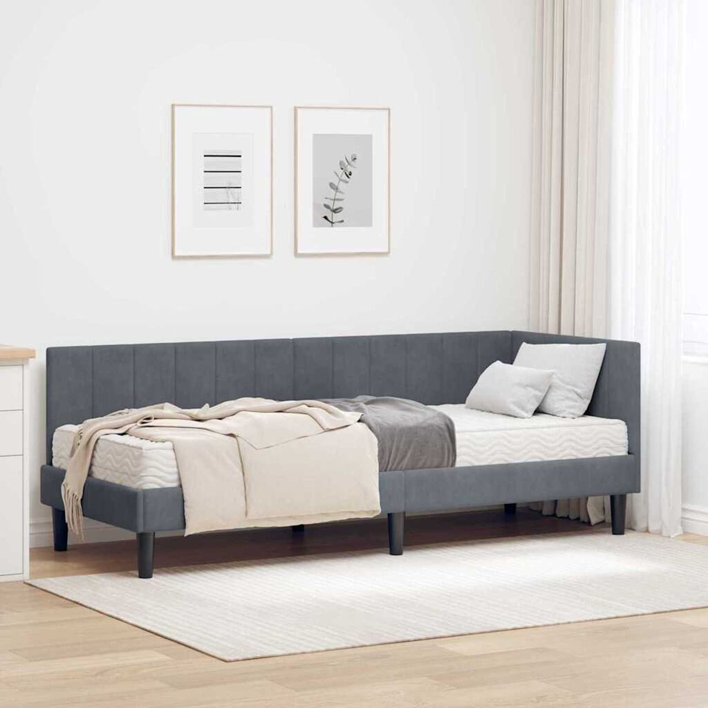 vidaXL Κρεβάτι Γωνίας με στρώμα Σκούρο γκρι 80 x 200 cm Βελούδο