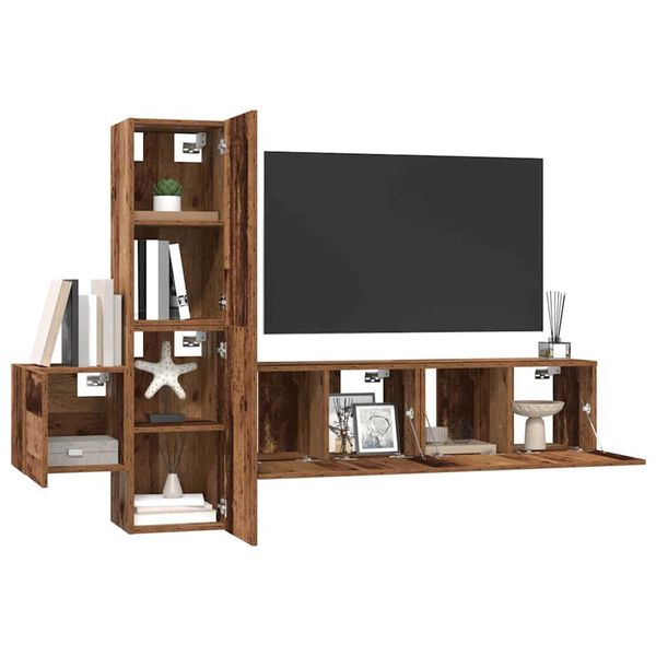 vidaXL Σετ επίπλου τηλεόρασης 5 pcs Παλαιό ξύλο 181 x 30 x 120 εκ