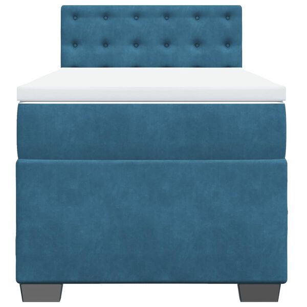 vidaXL Κρεβάτι Boxspring με Στρώμα Σκούρο Μπλε 90x190 εκ. Βελούδινο