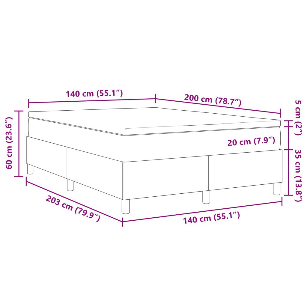 vidaXL Κρεβάτι Box Spring με Στρώμα Ανοιχτό Πράσινο Γκρι 140x200 cm Ύφασμα Κορονάκι