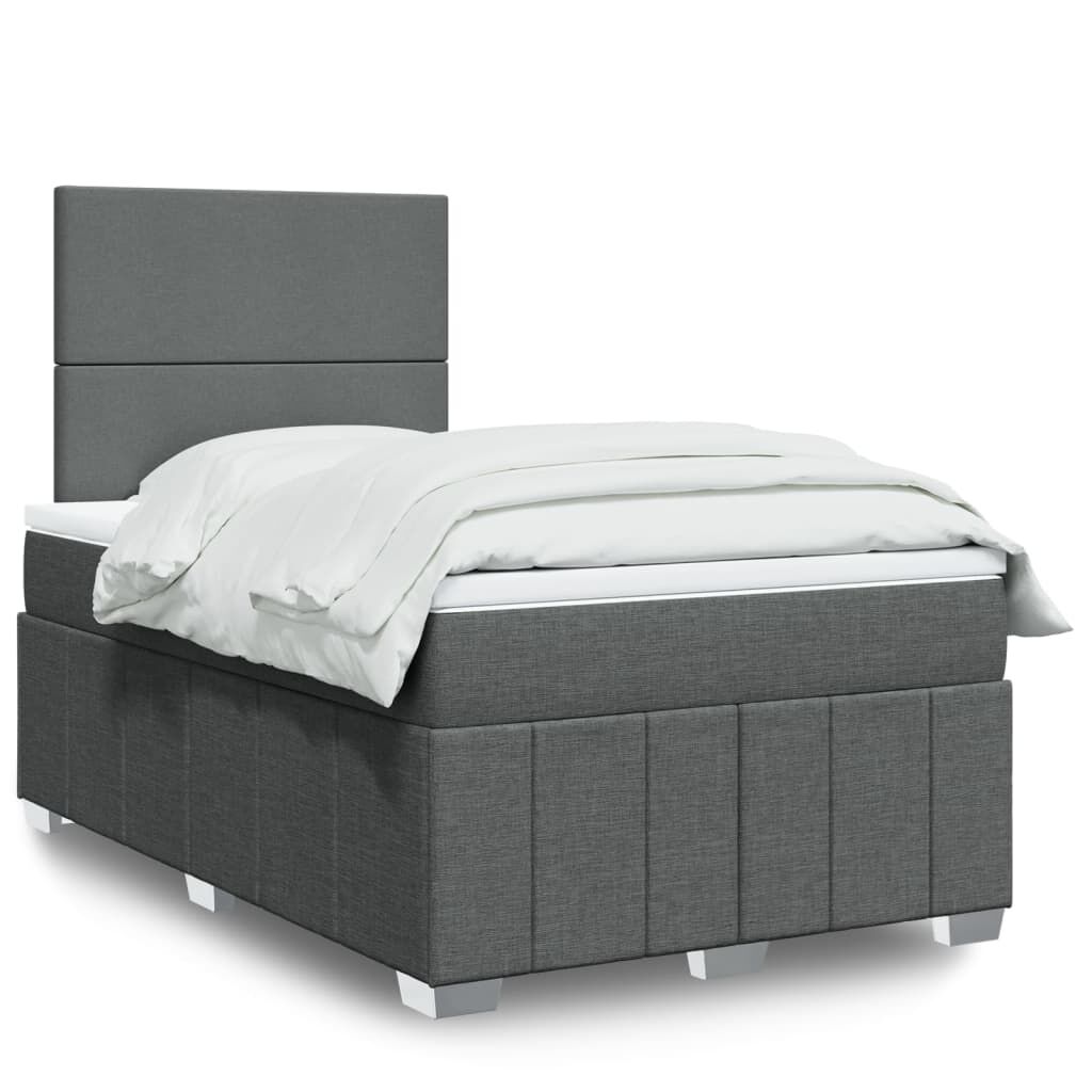 vidaXL Κρεβάτι Boxspring με Στρώμα Σκούρο Γκρι 120x200 εκ. Υφασμάτινο