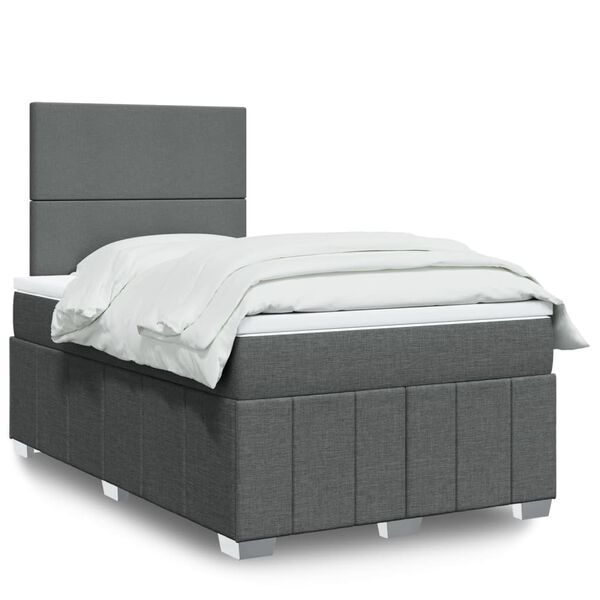vidaXL Κρεβάτι Boxspring με Στρώμα Σκούρο Γκρι 120x200 εκ. Υφασμάτινο