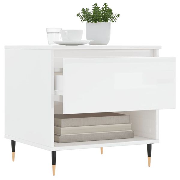 vidaXL Τραπεζάκι Σαλονιού Γυαλιστ. Λευκό 50 x 46 x 50εκ. Επεξεργ. Ξύλο