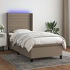 vidaXL &Kappa;&rho;&epsilon;&beta;ά&tau;&iota; Boxspring &mu;&epsilon; &Sigma;&tau;&rho;ώ&mu;&alpha; & LED Taupe 90x200 &epsilon;&kappa;. &Upsilon;&phi;&alpha;&sigma;&mu;ά&tau;&iota;&nu;&omicron;