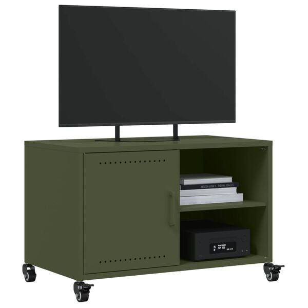 vidaXL Έπιπλο Τηλεόρασης Πράσινο Λαδί 68x39x43,5 εκ. από Ατσάλι