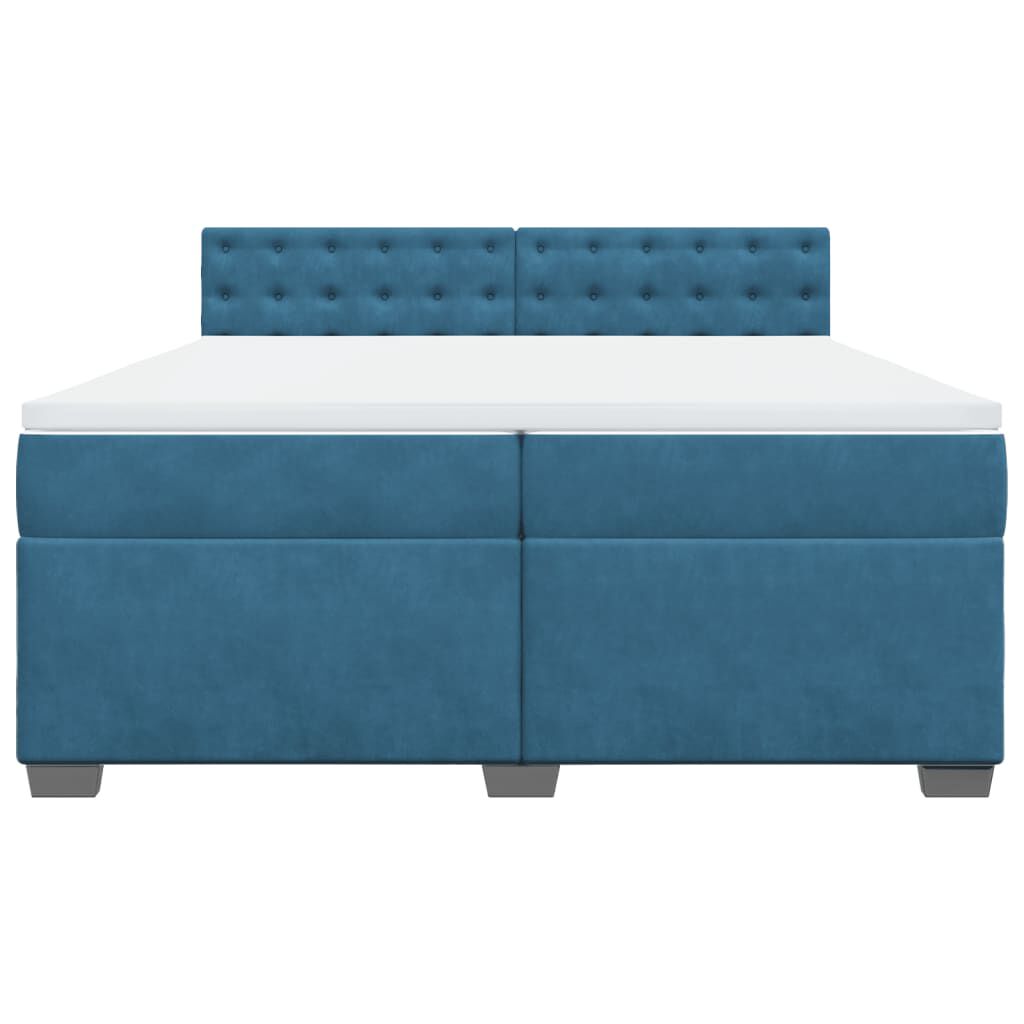 vidaXL Κρεβάτι Boxspring με Στρώμα Μπλε 200x200 εκ. Βελούδινο