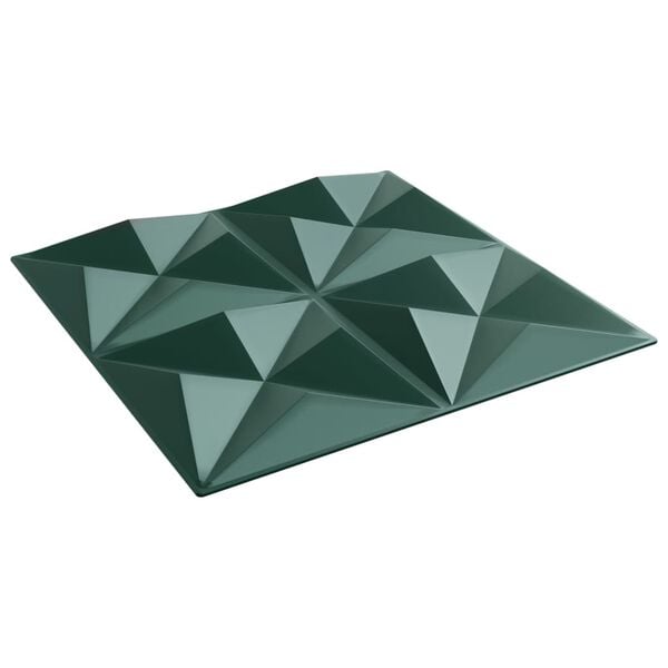 vidaXL Πάνελ Τοίχου 12 τεμ. Πράσινη Origami 50 x 50 εκ. 3 μ² XPS