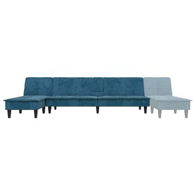 vidaXL Καναπές Κρεβάτι Γωνιακός Μπλε 255 x 140 x 70 εκ. Βελούδινος