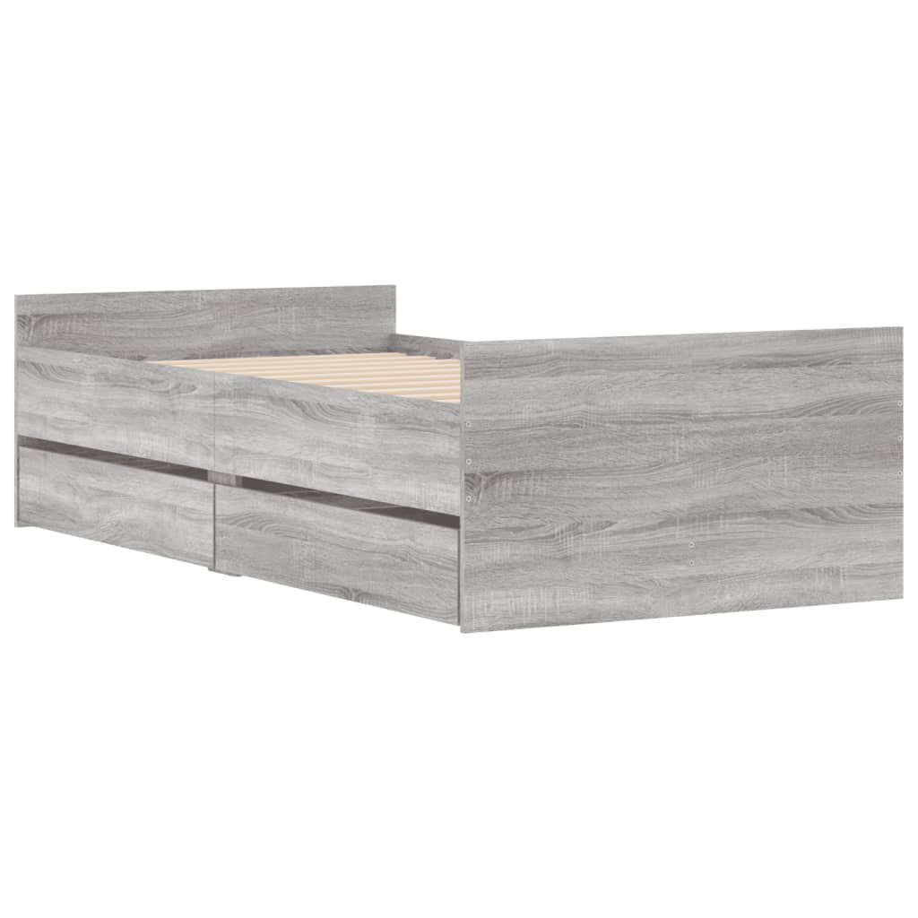 vidaXL Πλαίσιο Κρεβατιού Με Συρτάρια Γκρι Sonoma 75x190εκ Small Single