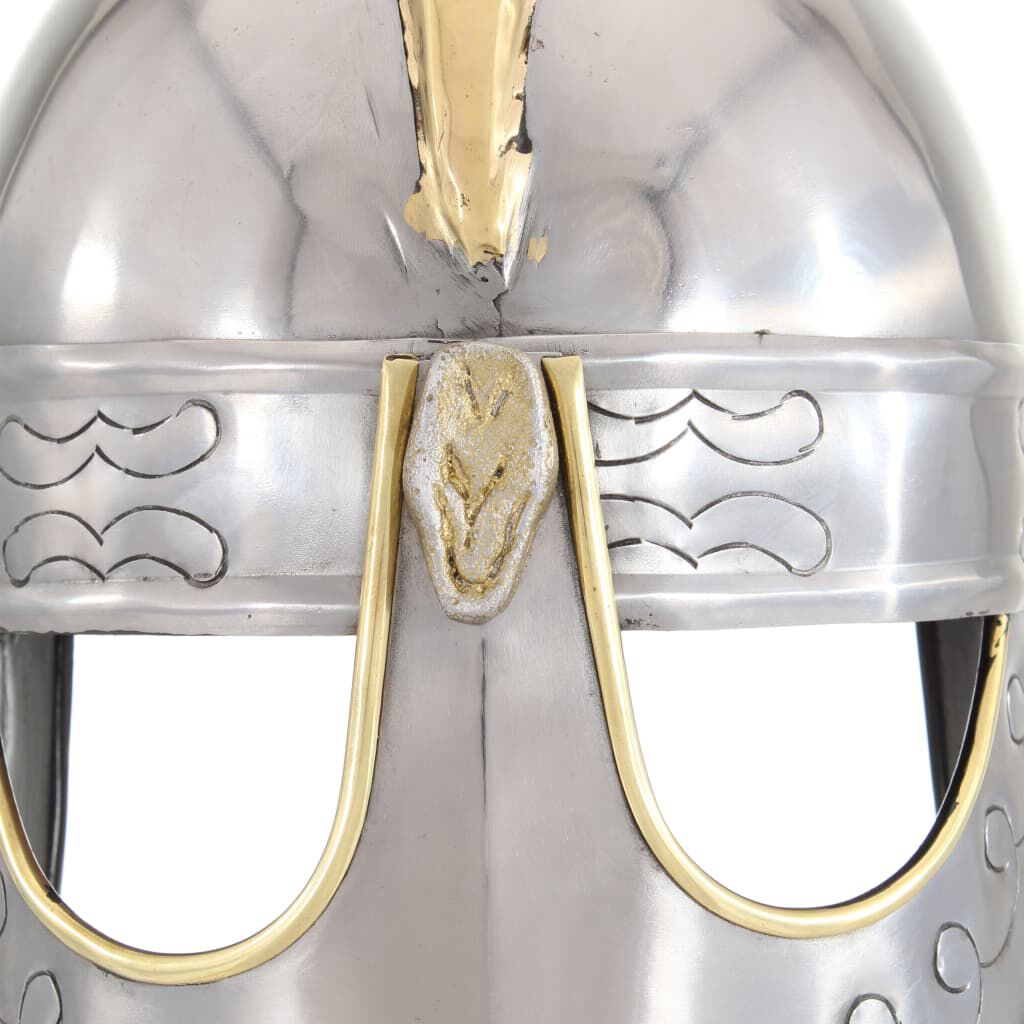 vidaXL Κράνος Beowulf Ρέπλικα Αντικέ για LARP Ασημί Ατσάλινο