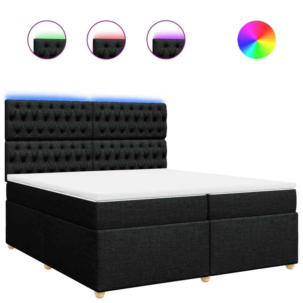 vidaXL Κρεβάτι Boxspring με Στρώμα Μαύρο 200x200 εκ. Υφασμάτινο