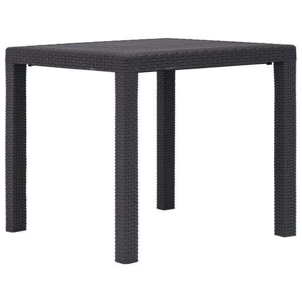 vidaXL Τραπέζι Κήπου Καφέ με Εμφάνιση Ρατάν 79x79x72 εκ. Πλαστικό