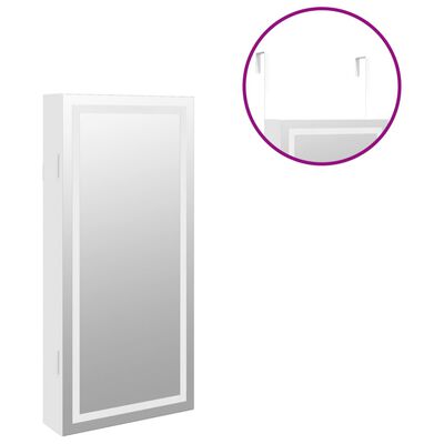 vidaXL Έπιπλο Κοσμημάτων με Καθρέφτη/LED Φώτα Επιτοίχιο Λευκό