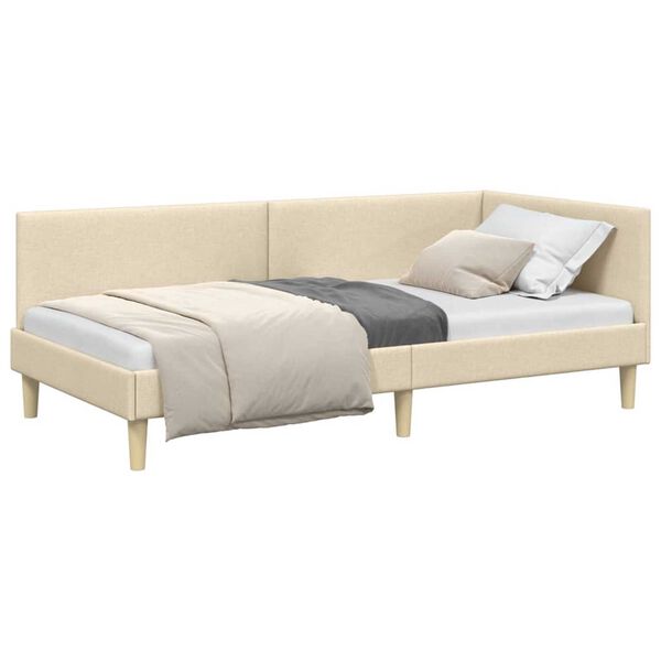 vidaXL Κρεβάτι Γωνίας Άλλο Κρεμ 80 x 200 cm Ύφασμα και Έργο ξύλου