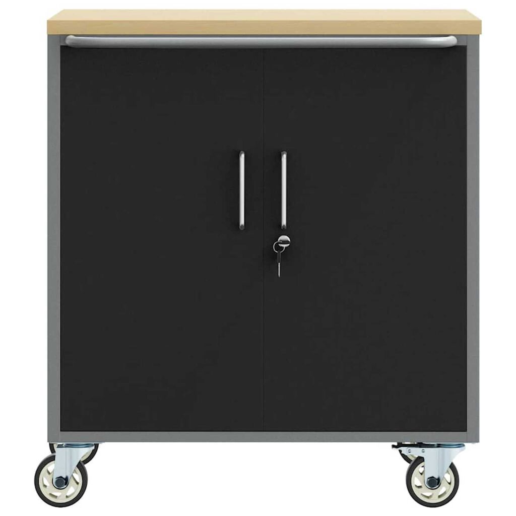 vidaXL Εργαστήριο με τροχούς Μαύρο και γκρι 75 x 45 x 85 εκ.
