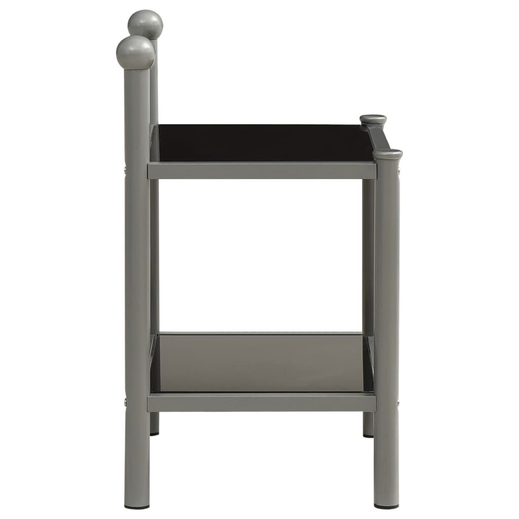 vidaXL Κομοδίνο Γκρι/Μαύρο 45 x 34,5 x 60,5 εκ. από Μέταλλο και Γυαλί