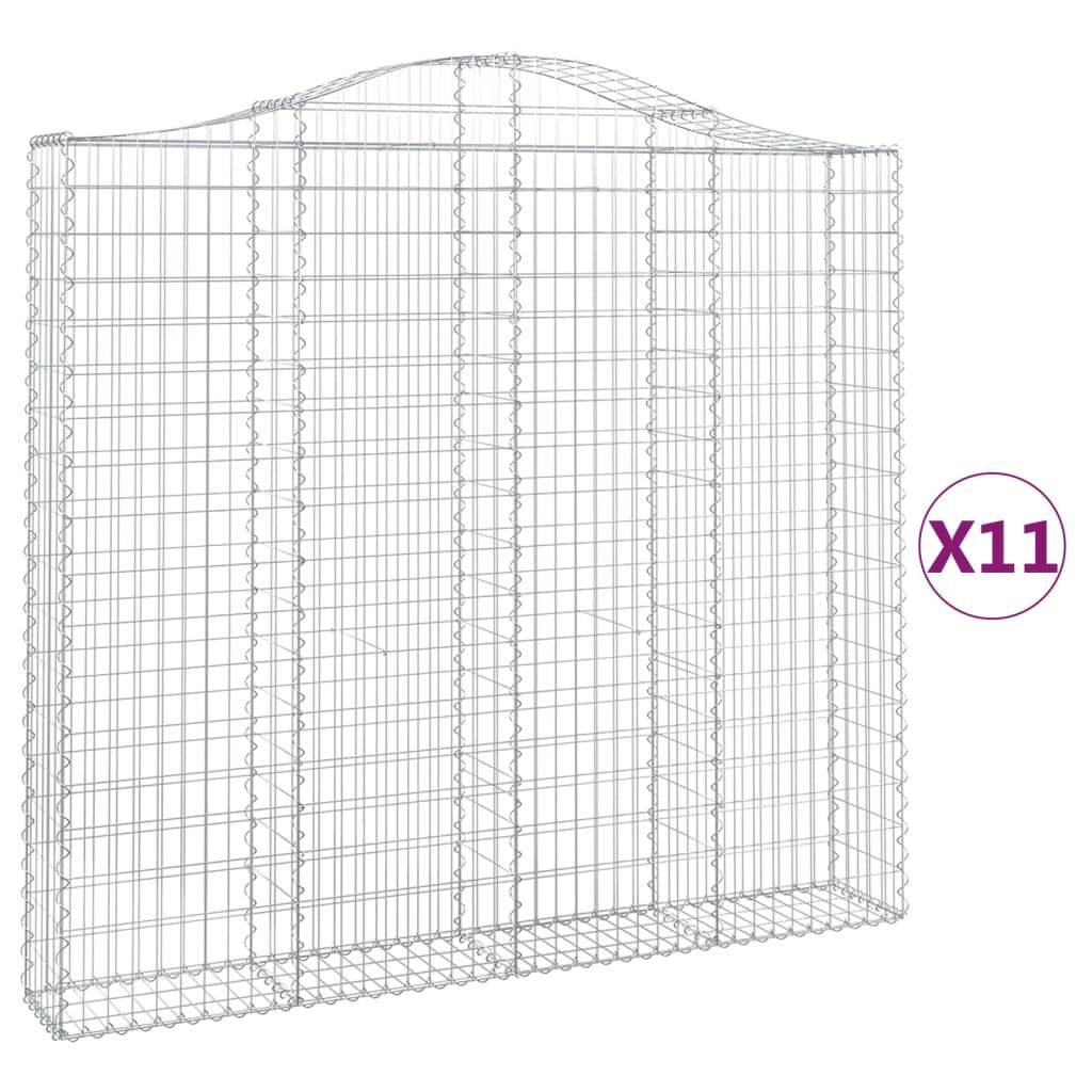 vidaXL Συρματοκιβώτια Τοξωτά 11 τεμ. 200x30x180/200 εκ. Γαλβαν. Ατσάλι