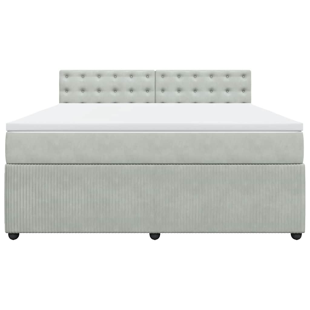 vidaXL Κρεβάτι Boxspring με Στρώμα Ανοιχτό Γκρι 180x200 εκ. Βελούδινο