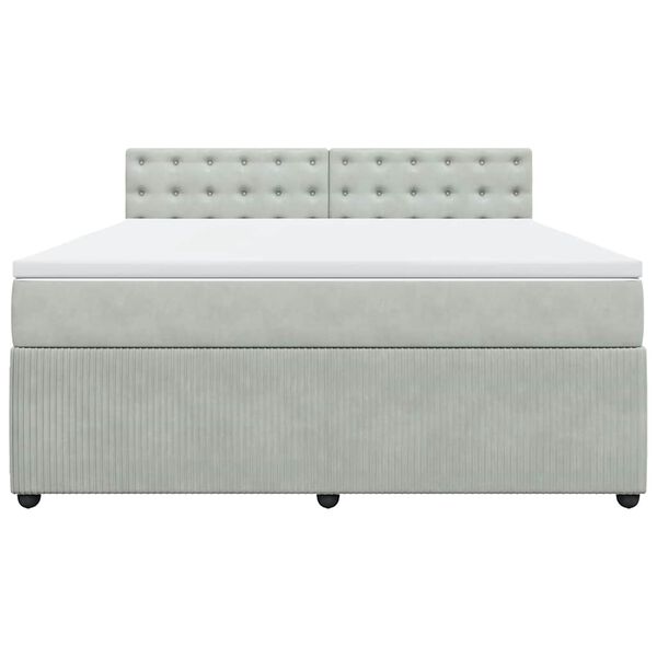 vidaXL Κρεβάτι Boxspring με Στρώμα Ανοιχτό Γκρι 180x200 εκ. Βελούδινο