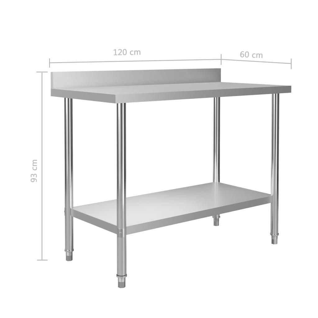 vidaXL Τραπέζι Εργασίας Κουζίνας με Ράφι 120x60x120 εκ. Ανοξ. Ατσάλι