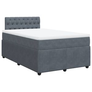 vidaXL Κρεβάτι Boxspring με Στρώμα Σκούρο Γκρι 120x190 εκ. Βελούδινο