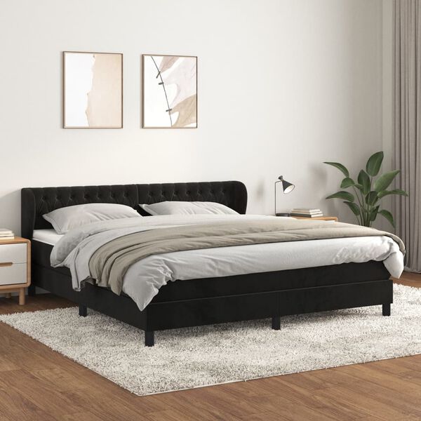 vidaXL &Kappa;&rho;&epsilon;&beta;ά&tau;&iota; Boxspring &mu;&epsilon; &Sigma;&tau;&rho;ώ&mu;&alpha; &Mu;&alpha;ύ&rho;&omicron; 160x200 &epsilon;&kappa;. &Beta;&epsilon;&lambda;&omicron;ύ&delta;&iota;&nu;&omicron;