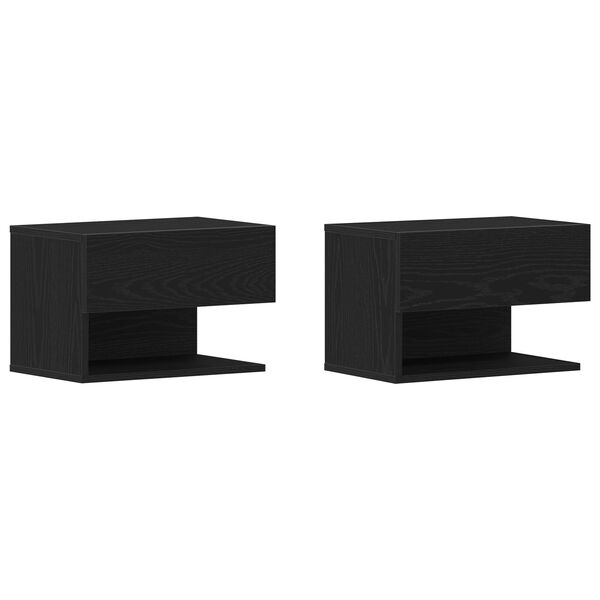 vidaXL Κομοδίνο 2 pcs Μαύρη δρυς 46 x 29.5 x 30 εκ. Επεξεργασμένο ξύλο