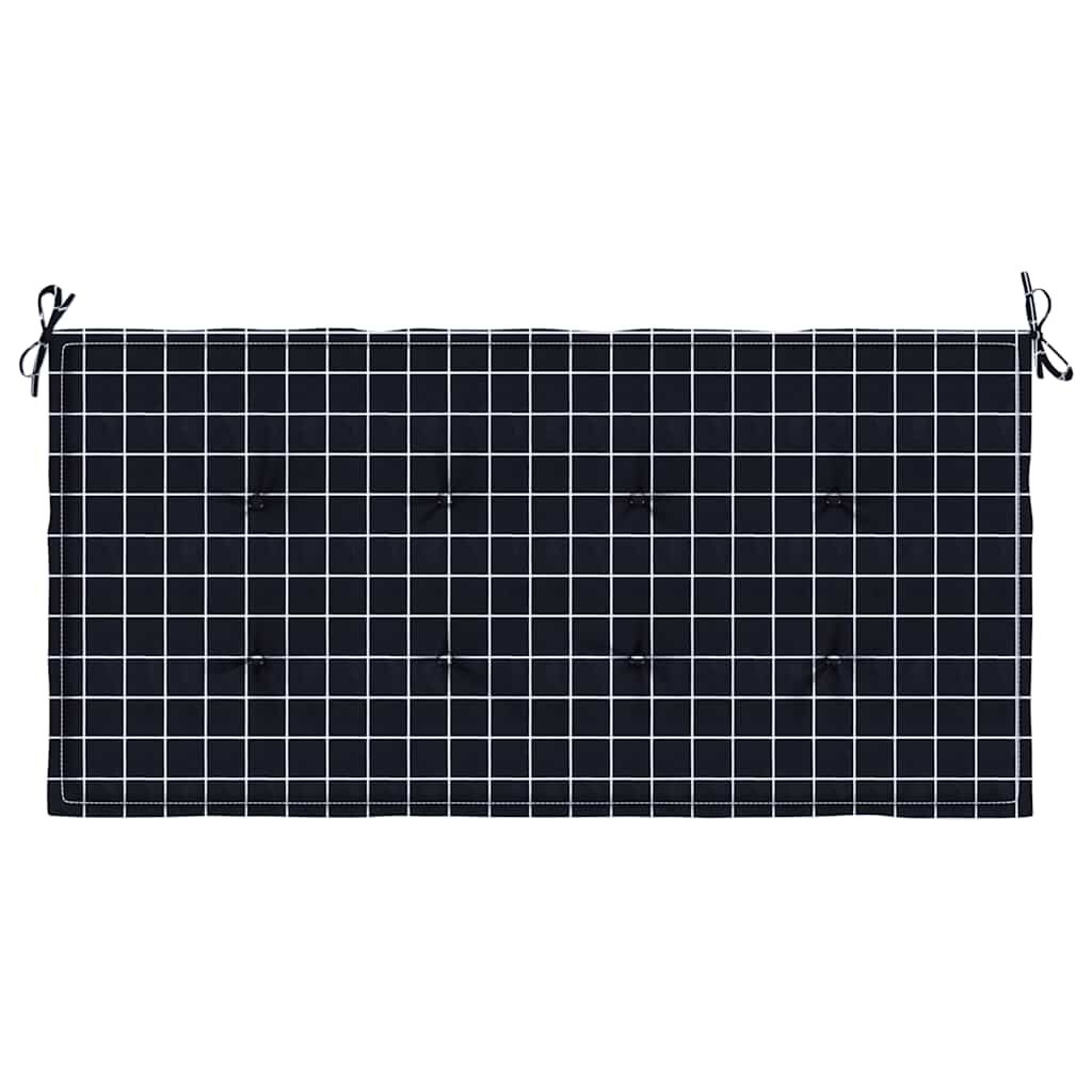vidaXL Μαξιλάρι Πάγκου Κήπου Μαύρο Καρό 120x50x4 εκ. Ύφασμα Oxford