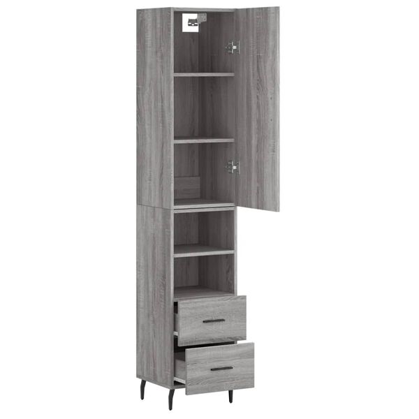 vidaXL Μπουφές Sonoma Γκρι 34,5 x 34 x 180 εκ. από Επεξεργασμένο Ξύλο