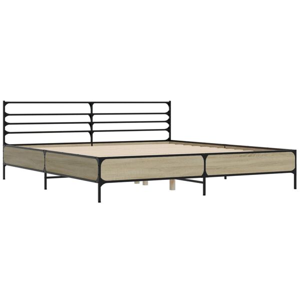 vidaXL Πλαίσιο Κρεβατιού Sonoma Δρυς 180x200 εκ. Επεξ. Ξύλο & Μέταλλο