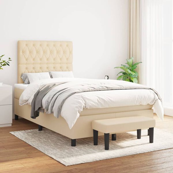 vidaXL &Kappa;&rho;&epsilon;&beta;ά&tau;&iota; Boxspring &mu;&epsilon; &Sigma;&tau;&rho;ώ&mu;&alpha; &Kappa;&rho;&epsilon;&mu; 120x200 &epsilon;&kappa;. &Upsilon;&phi;&alpha;&sigma;&mu;ά&tau;&iota;&nu;&omicron;