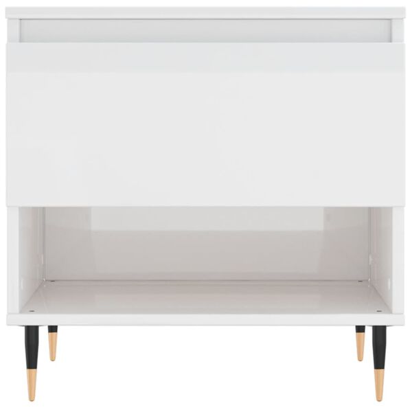 vidaXL Τραπεζάκι Σαλονιού Γυαλιστ. Λευκό 50 x 46 x 50εκ. Επεξεργ. Ξύλο