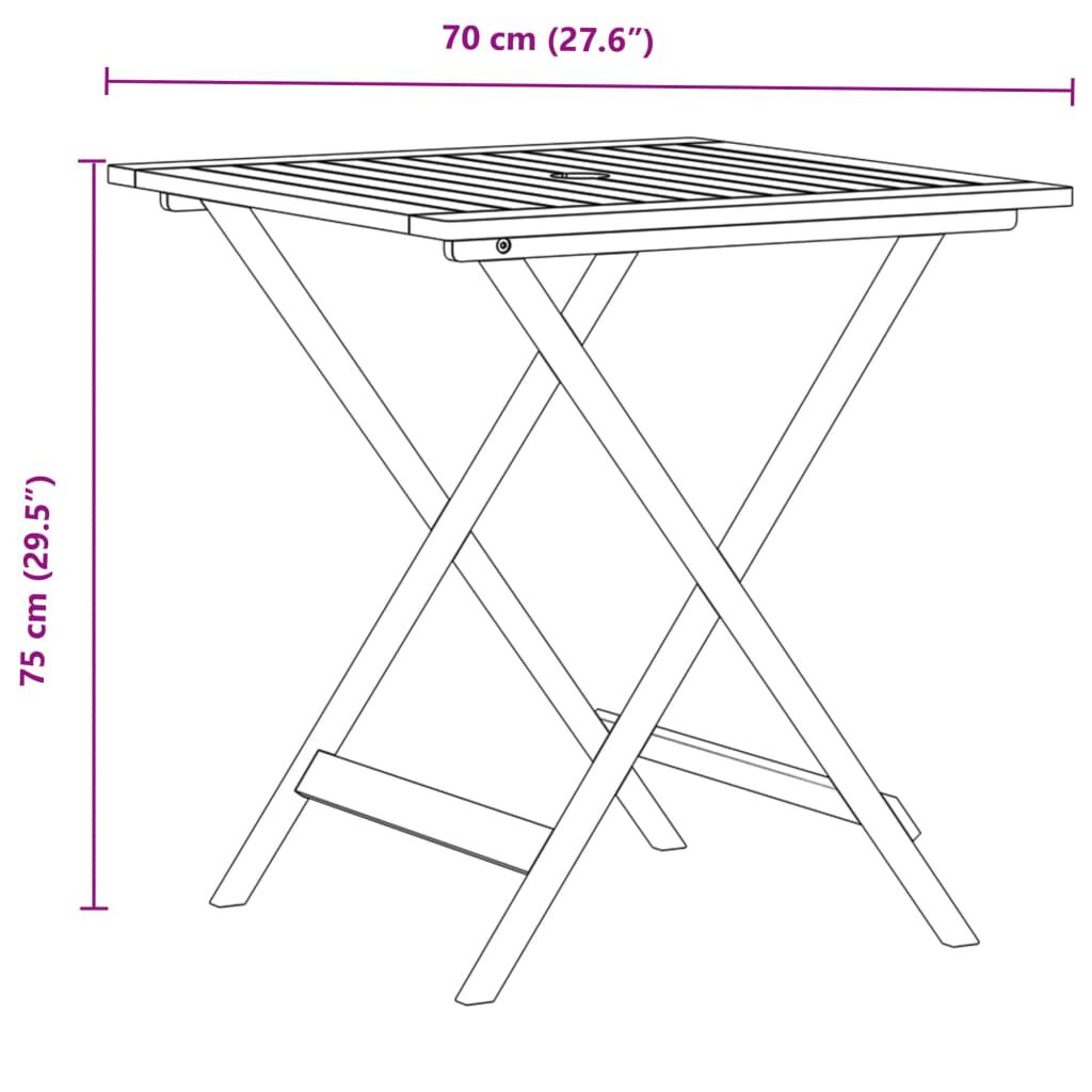 vidaXL Σετ Επίπλων Bistro 3 τεμ. Μαύρο Ρατάν/Μασίφ Ξύλο