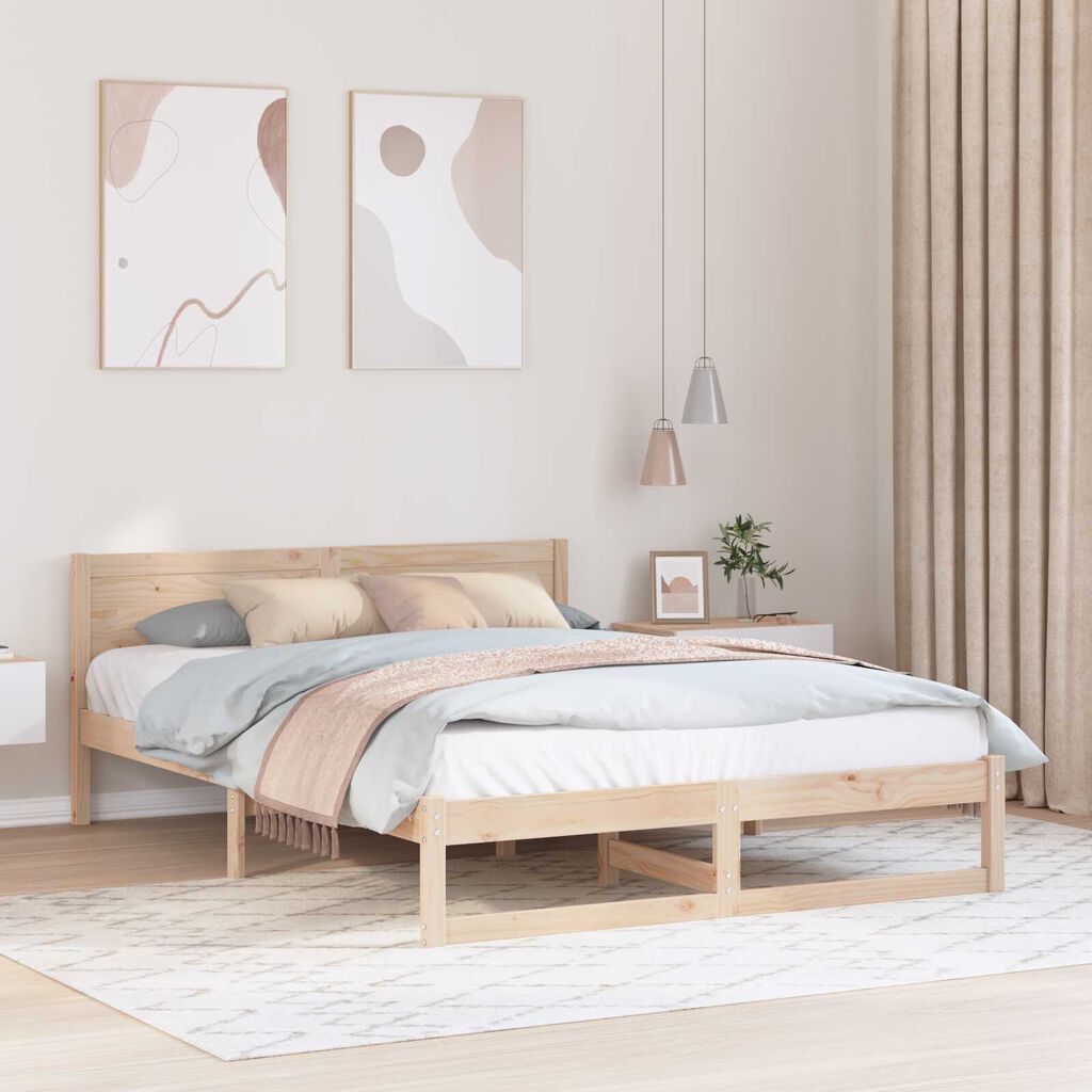 vidaXL Σκελετός Κρεβατιού Καφέ 140 x 200 cm Μασίφ ξύλο πεύκου