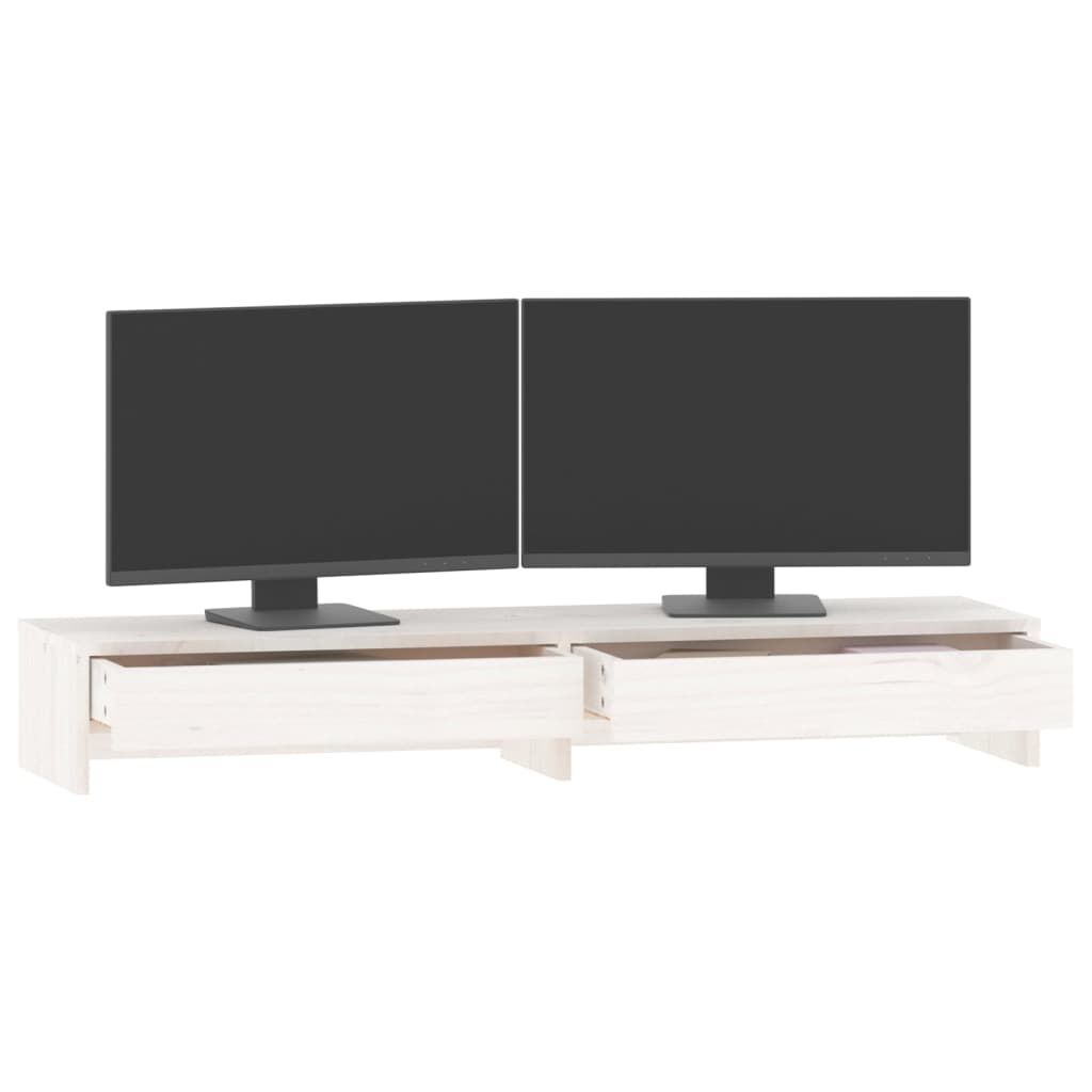 vidaXL Βάση Οθόνης Λευκή 100x27x15 εκ. από Μασίφ Ξύλο Πεύκου