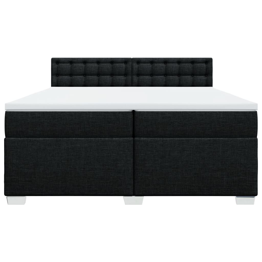 vidaXL Κρεβάτι Boxspring με Στρώμα Μαύρο 200x200 εκ. Υφασμάτινο