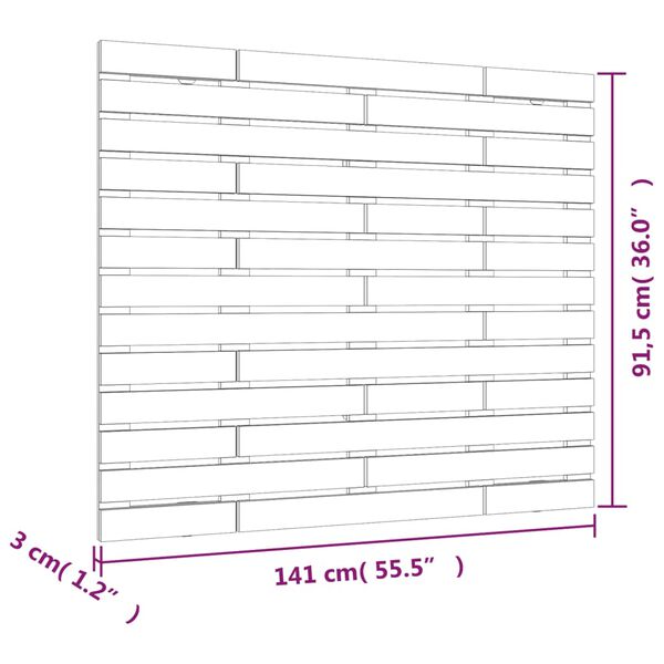 vidaXL Κεφαλάρι Τοίχου Λευκό 141x3x91,5 εκ. από Μασίφ Ξύλο Πεύκου