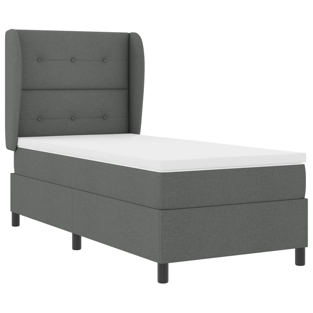κρεβάτι με στρώμα vidaXL Box Spring Γκρι 100x200 εκ Υφάσματος