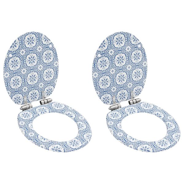 vidaXL Καλύμματα Λεκάνης με Soft Close 2 τεμ. Σχέδιο Πορσελάνη από MDF