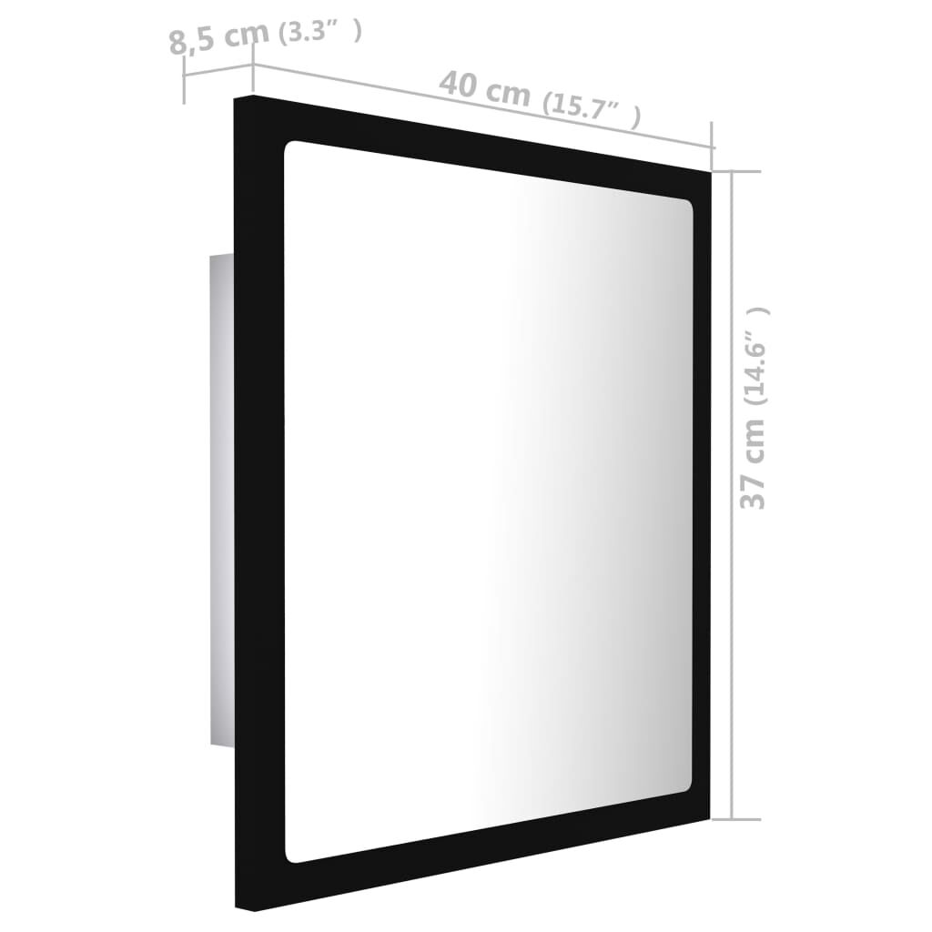 vidaXL Καθρέφτης Μπάνιου με LED Μαύρος 40 x 8,5 x 37 εκ. Ακρυλικός