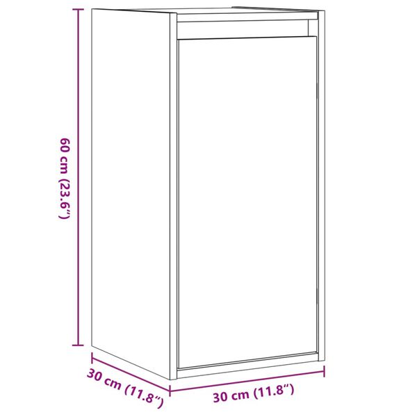 vidaXL Ντουλάπι Τοίχου Λευκό 30 x 30 x 60 εκ. από Μασίφ Ξύλο Πεύκου