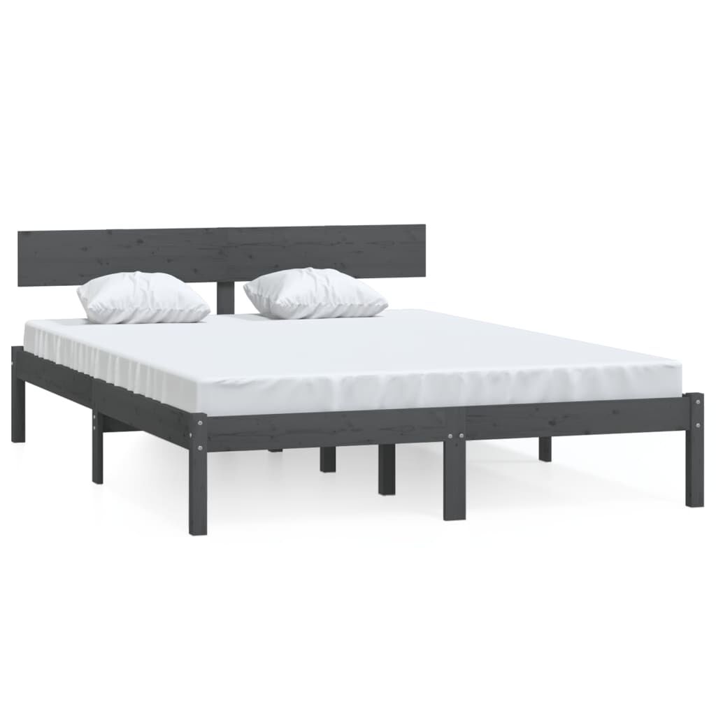 vidaXL Πλαίσιο Κρεβατιού Γκρι 120x190 εκ. Μασίφ Ξύλο Small Double